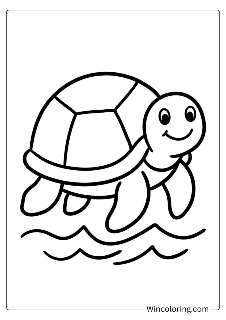 Beach turtle coloring page cute easy toddler printable