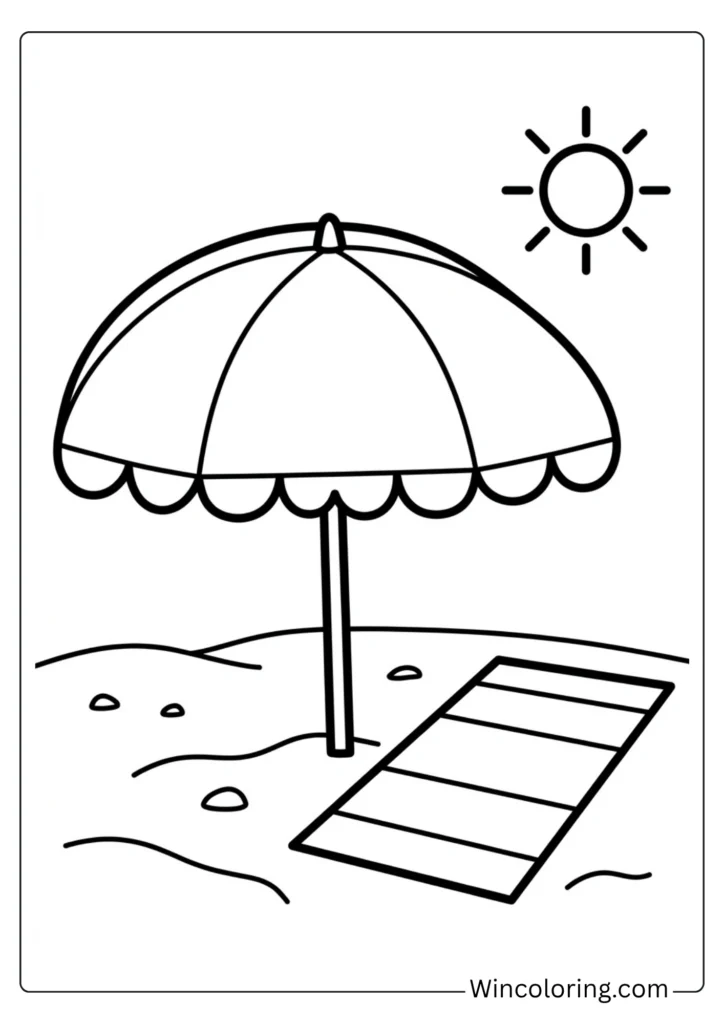 Beach umbrella coloring page simple preschool printable