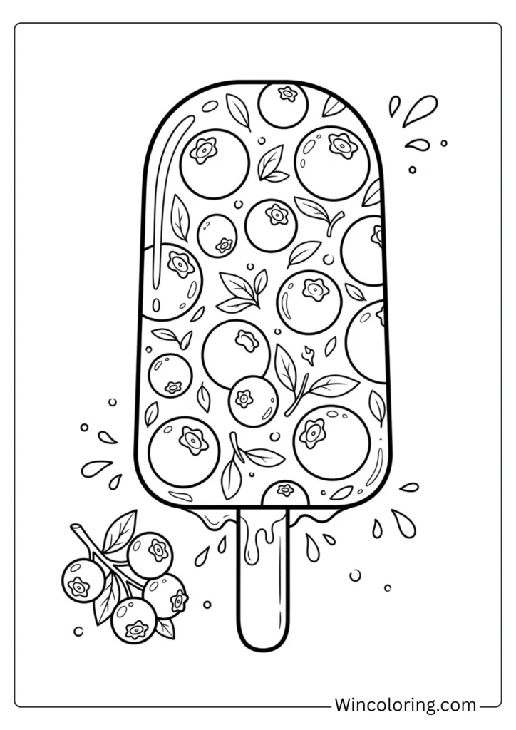 Blueberry popsicle coloring page summer printable kids