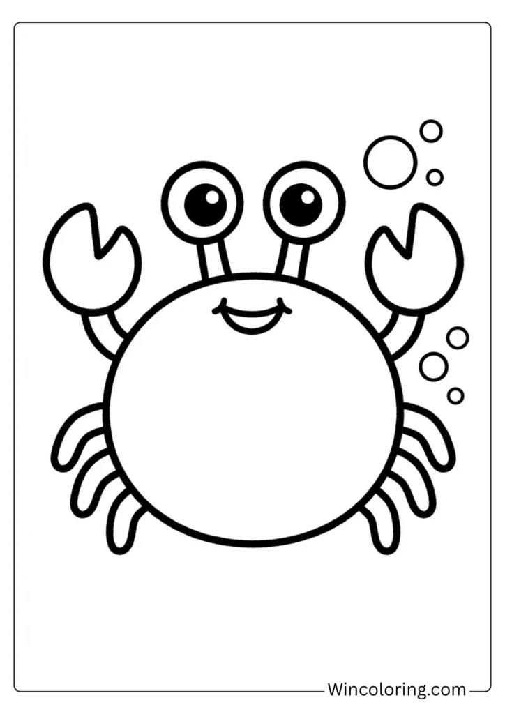 Cute crab coloring page toddler beach easy printable