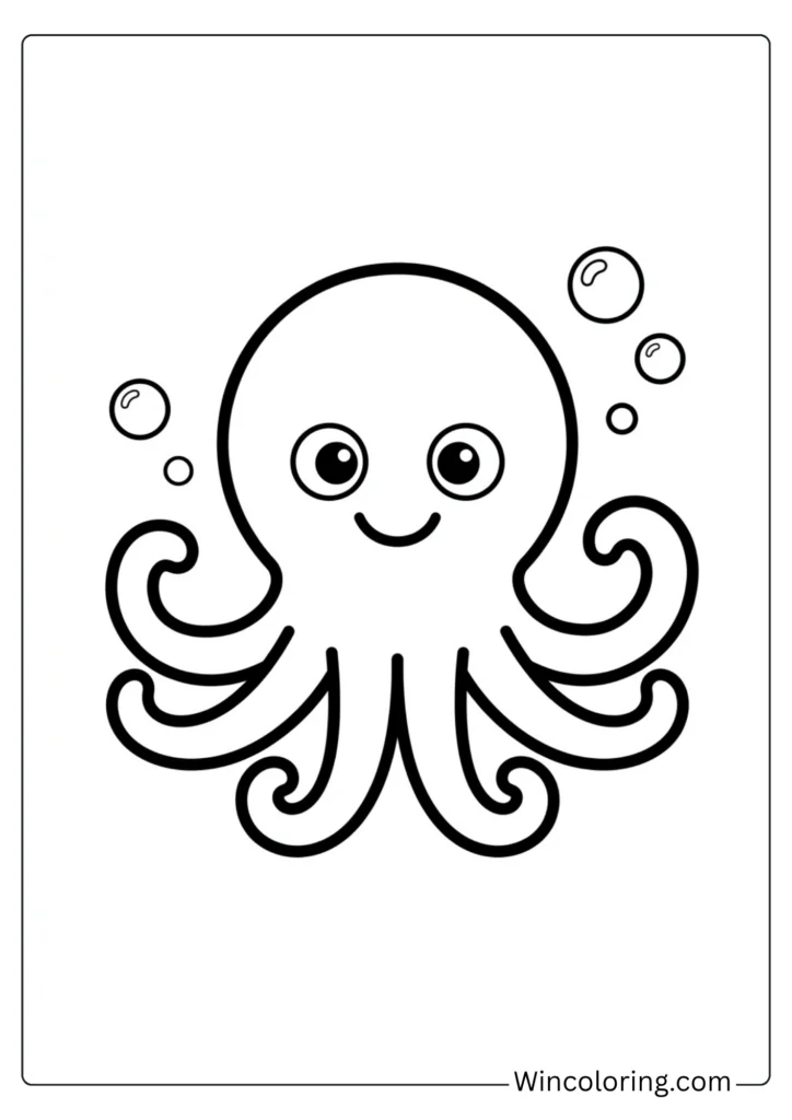 Cute octopus coloring page toddler beach easy printable