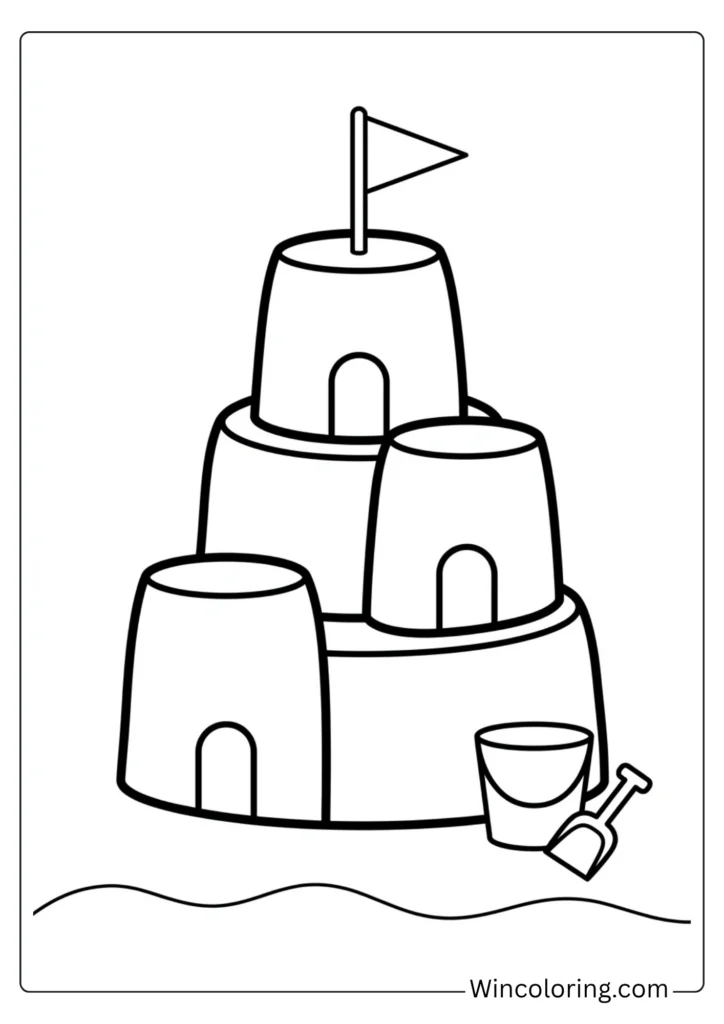 Easy sandcastle coloring page preschool beach printable