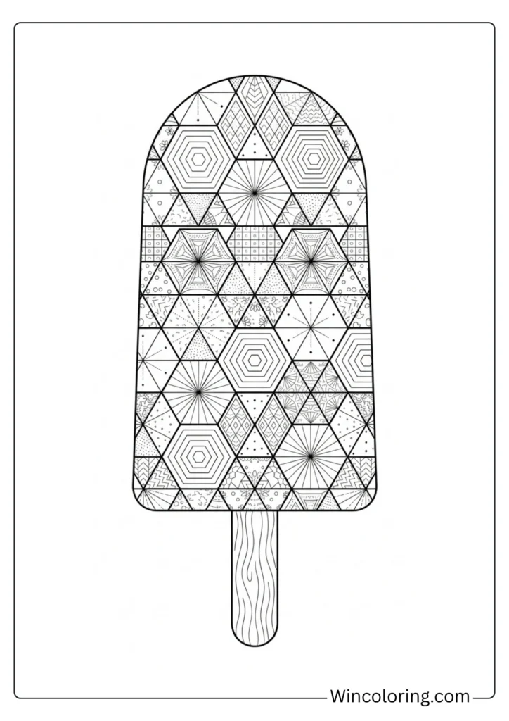 Geometric popsicle pattern coloring page adult intricate printable