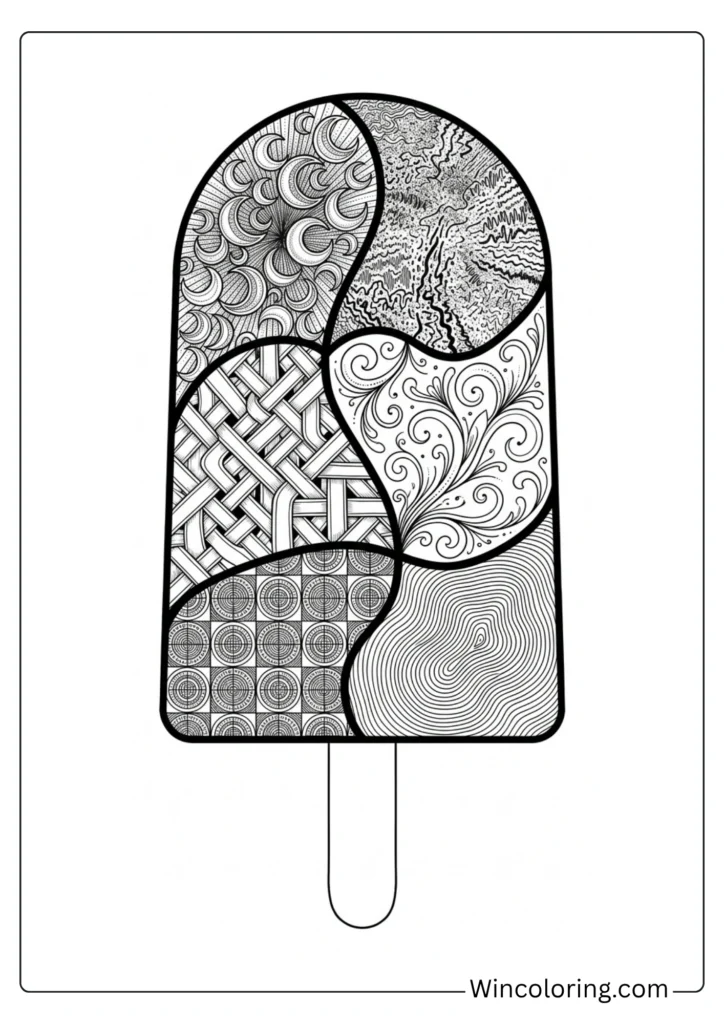 Intricate popsicle zentangle coloring page adult printable