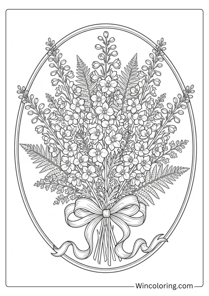Larkspur bouquet coloring page floral arrangement printable