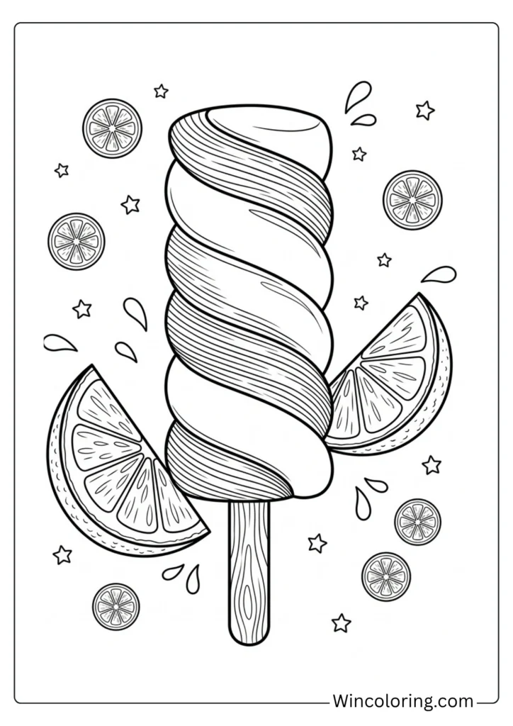 Lemon lime swirl popsicle coloring page printable kids