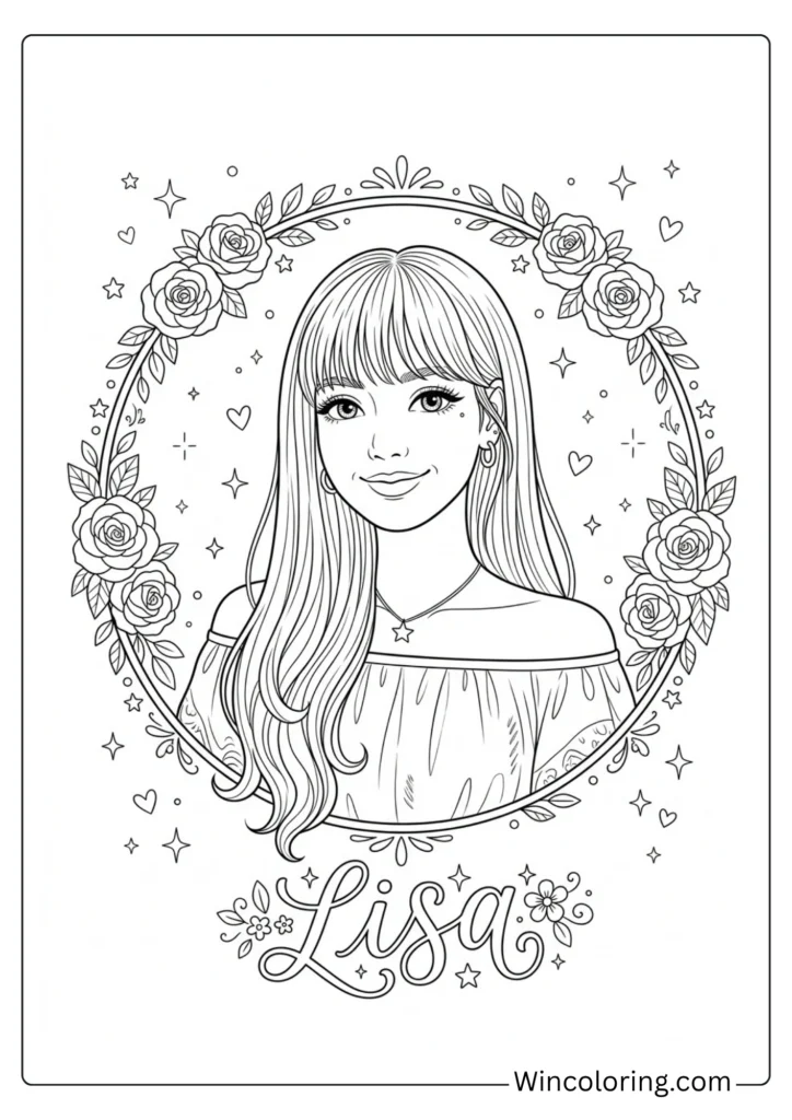 Lisa BLACKPINK cute coloring page fan art printable