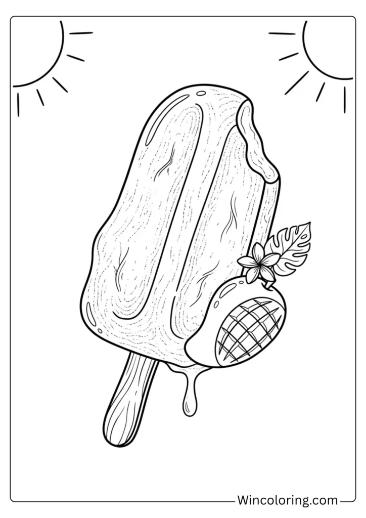 Mango popsicle tropical coloring page printable summer