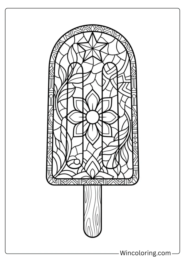 Mosaic tile popsicle coloring page adult stained glass printable