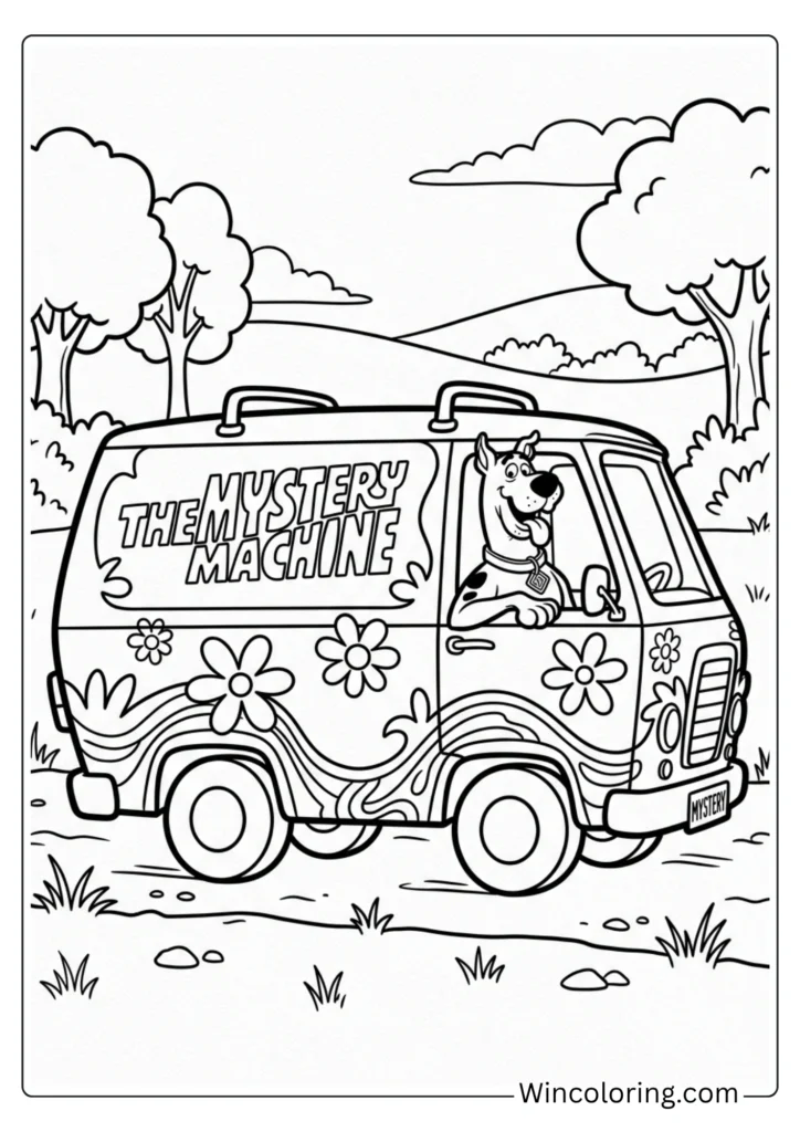Mystery Machine Scooby Doo coloring page van printable kids