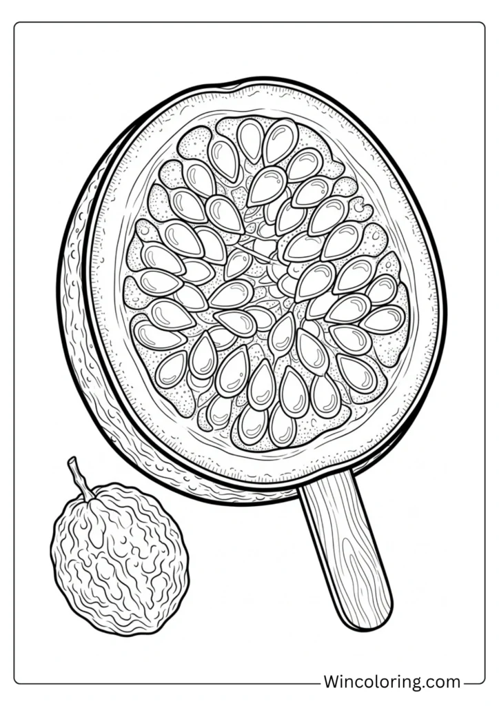 Passion fruit popsicle exotic coloring page printable