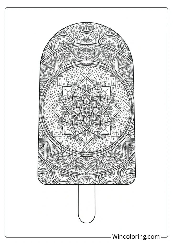 Popsicle mandala coloring page adult intricate printable