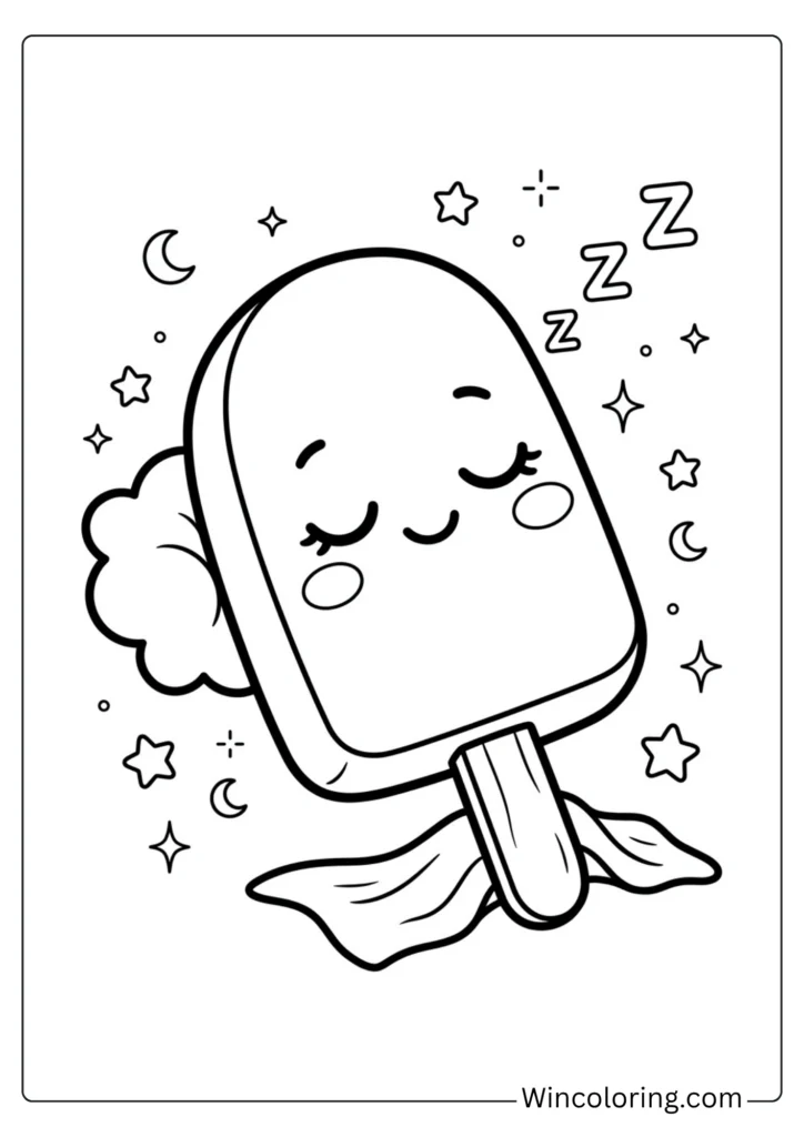 Sleeping kawaii popsicle coloring page cute printable