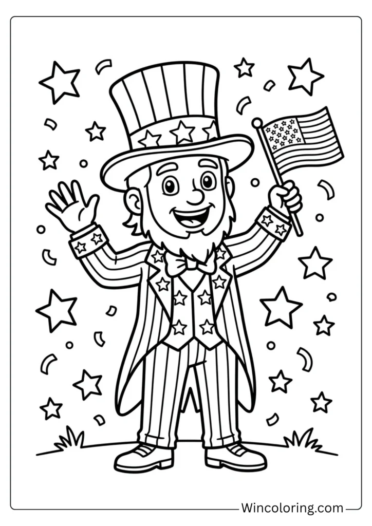Uncle Sam Hat 4th of July Coloring Page – Patriotic Printable for Kids