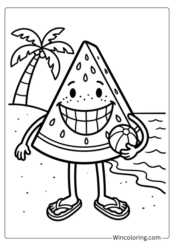 Watermelon Character Coloring Page