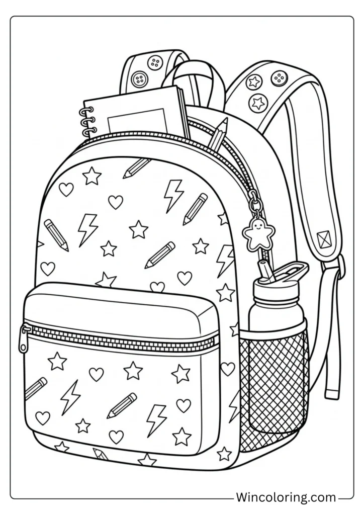 Back to school backpack coloring page August kids printable