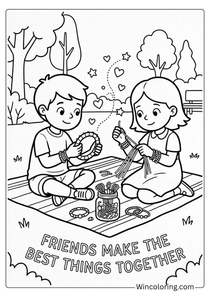 Friendship bracelet coloring page kids printable easy