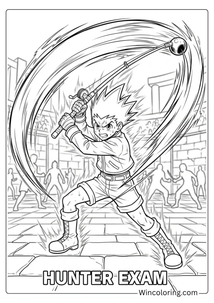 Gon Freecss Hunter exam coloring page printable anime HxH