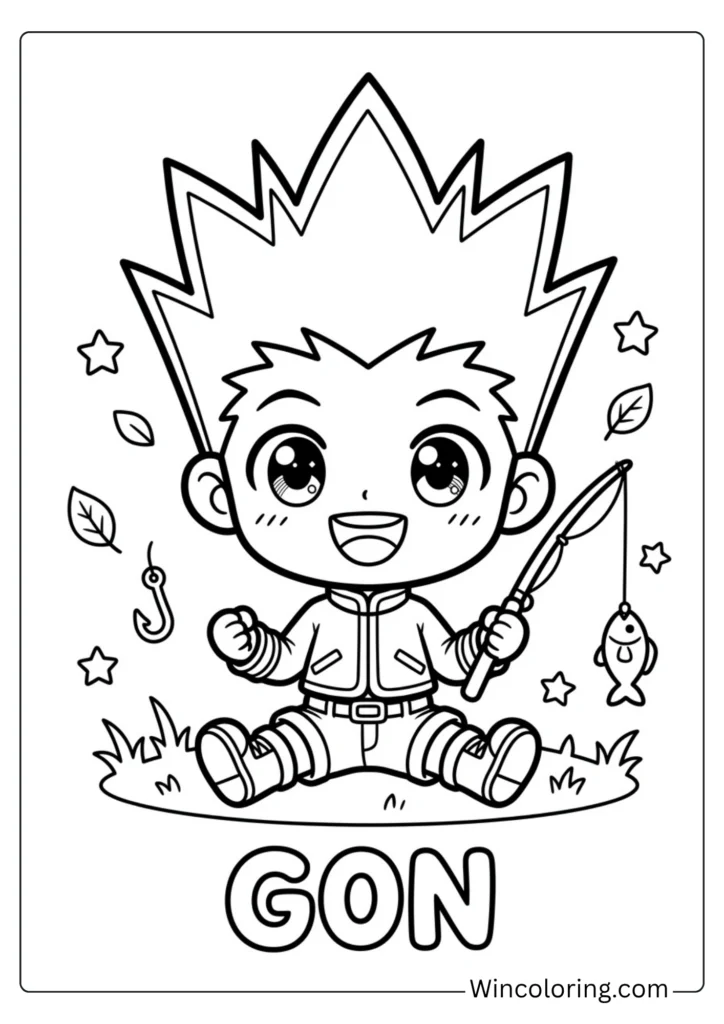 Gon Freecss chibi coloring page cute Hunter x Hunter printable