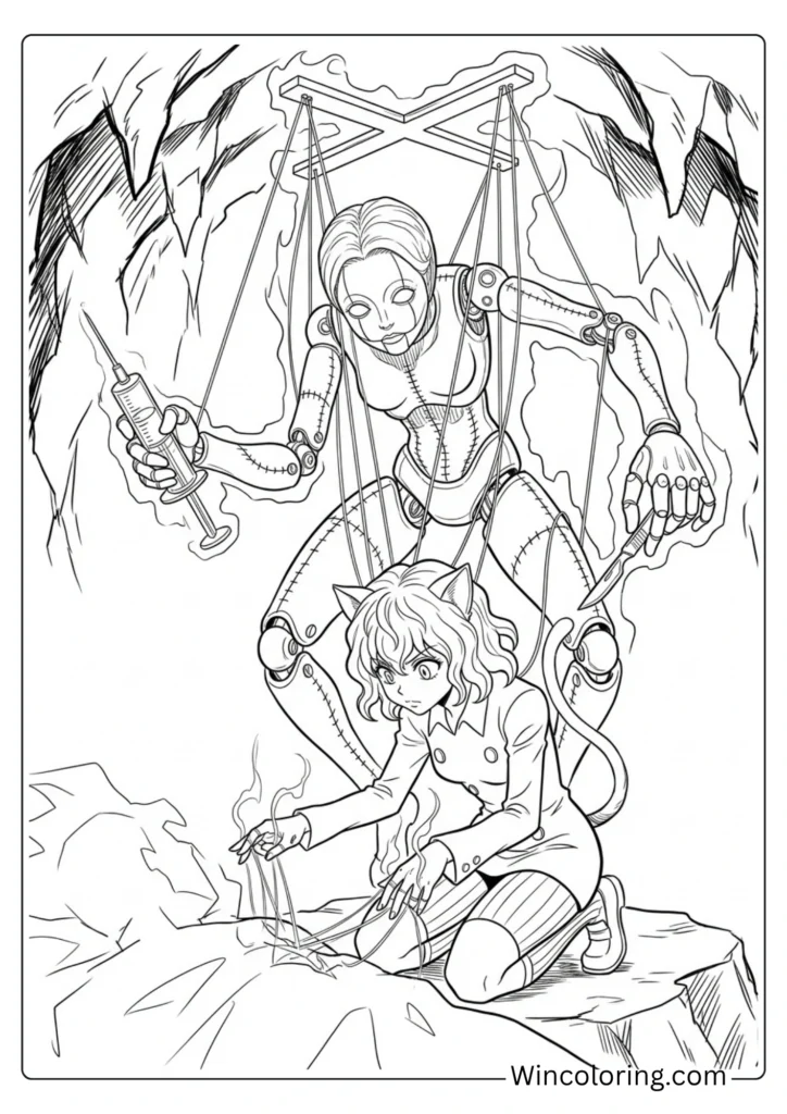 Neferpitou Doctor Blythe Nen ability coloring page HxH printable