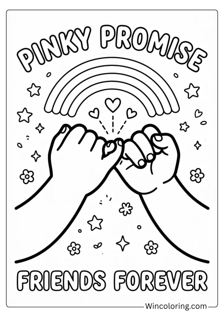 Pinky promise coloring page friendship kids printable cute