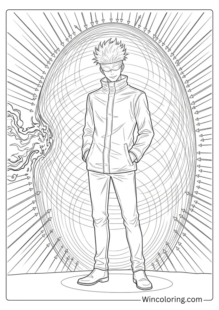 Satoru Gojo coloring page infinity technique JJK printable